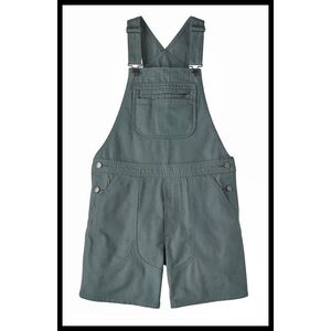 Patagonia Stand Up Bib Utility Shortalls Overalls Organic Cotton Green Gray XS